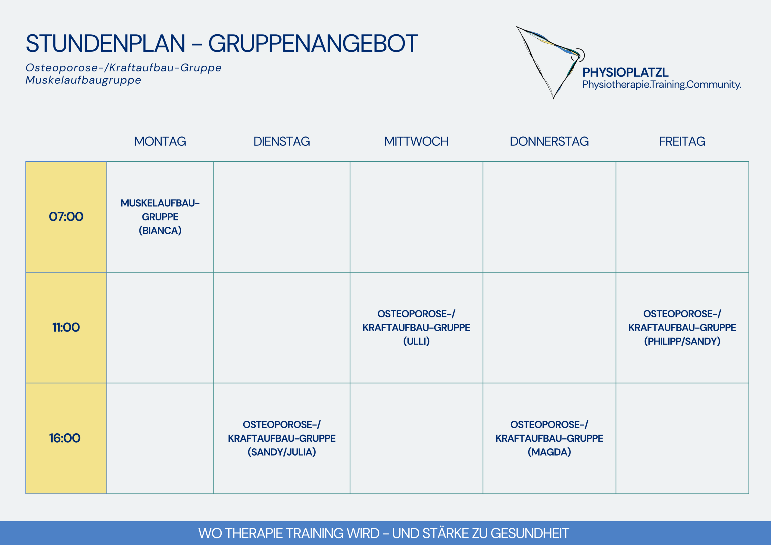 Stundenplan Gruppenangebot